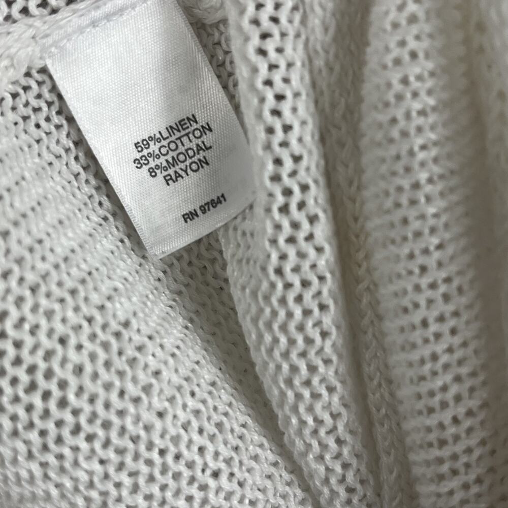 J Jill Sweater Cardigan Women's Size L White Linen Blend Buttons Pockets - Picture 5 of 7